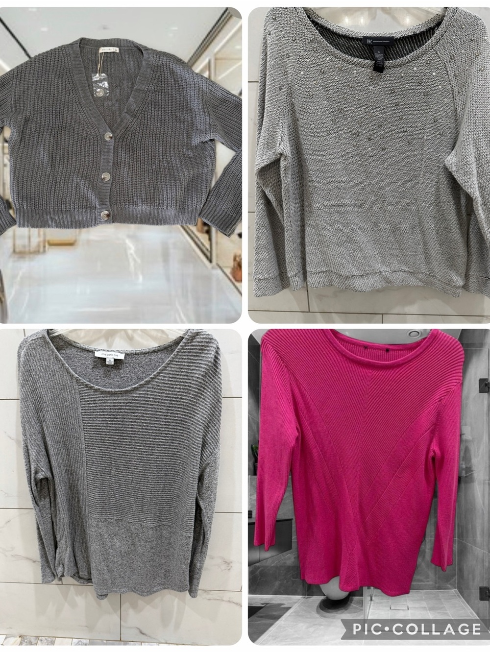 Bundle of 4 Gray Sweaters and cardigan sz L/XL International Concepts One Park